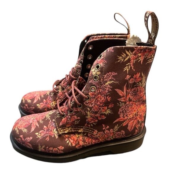 Dr Martens 1460 Beckett Cherry Red Jouy Floral Canvas Boot Size 7M / 8W NWOB - Picture 8 of 12